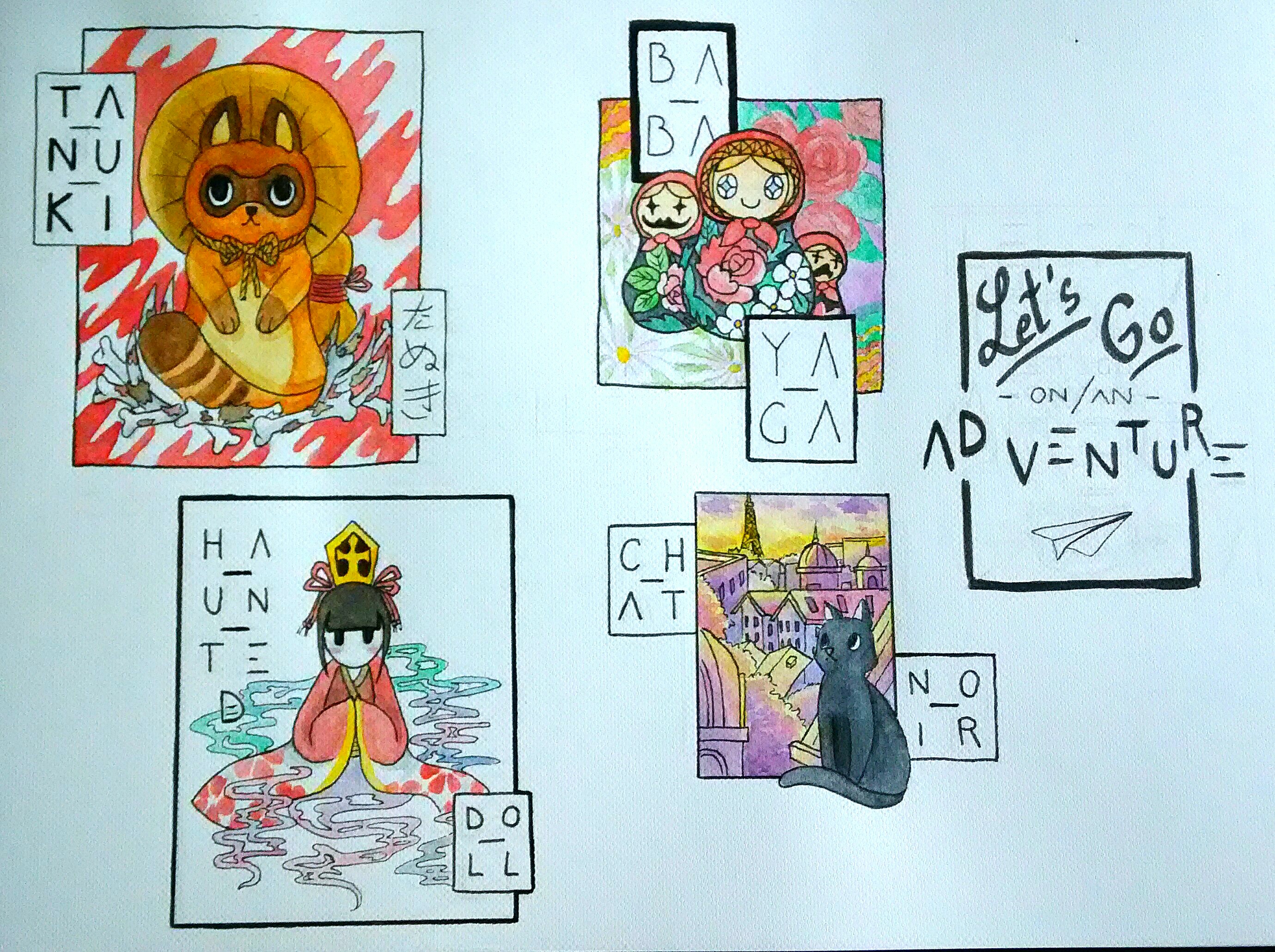 Collection of drawings made during trip in Paris