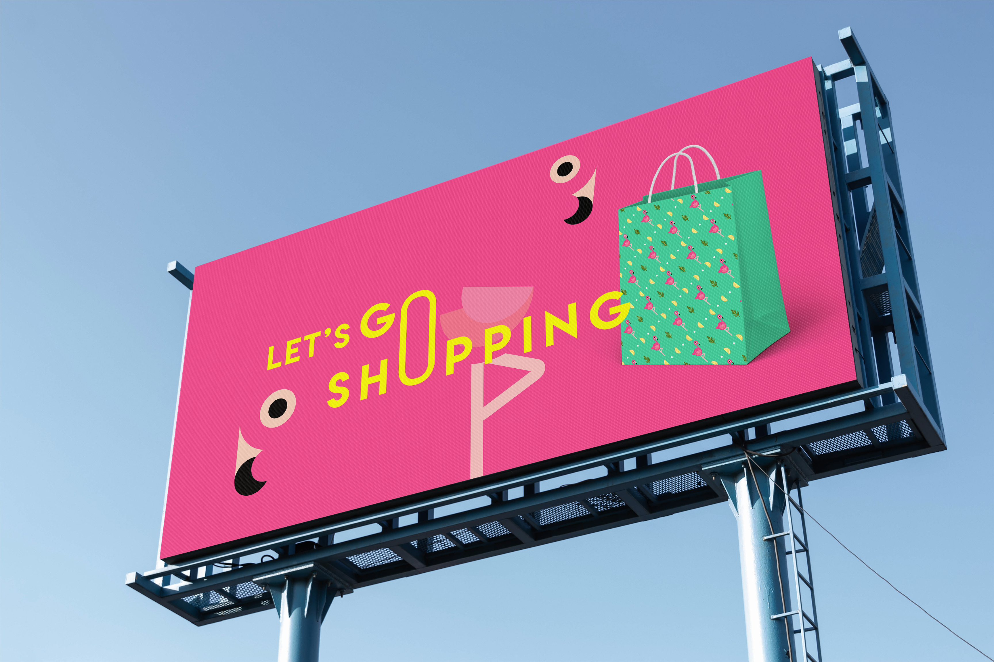 Mock up affiche billboard de Flamingo