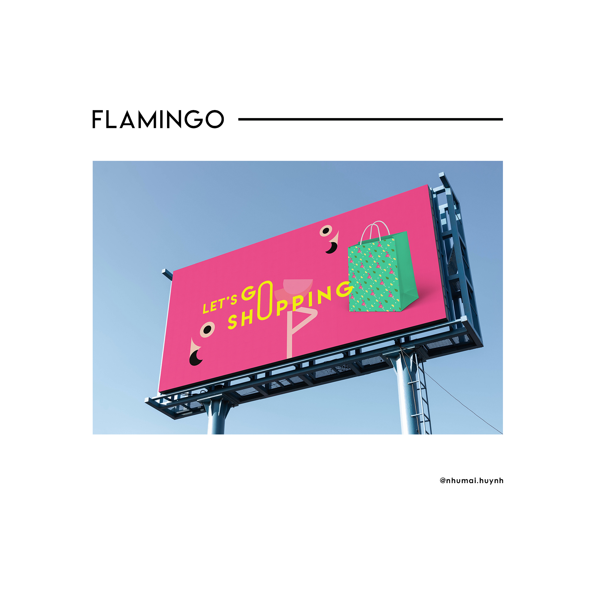 Publication instagram pour l'affichage Flamingo Let's go shopping !