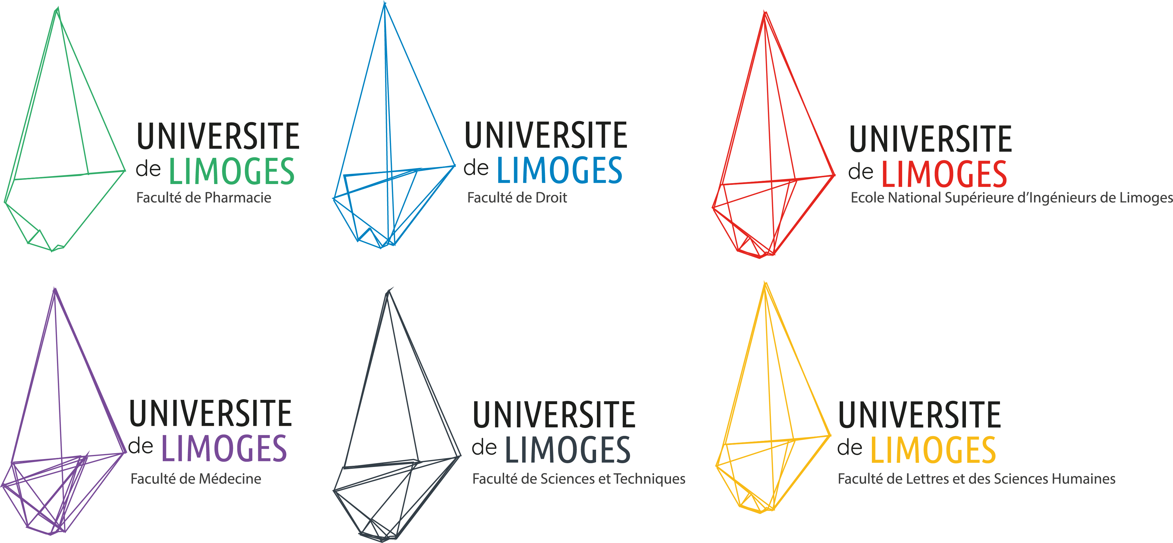 Nouveau logo de l'Université de Limoges appliqué sur les différentes Ecoles supérieures
